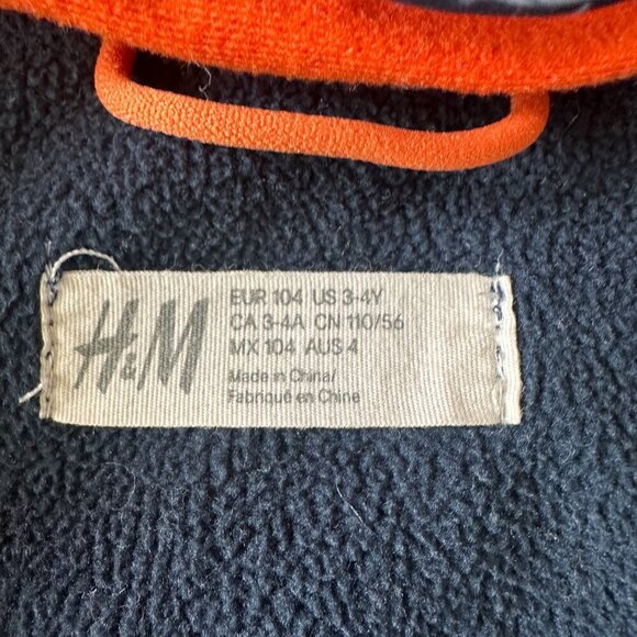 H&M Kids Navy Blue Dinosaur Soft Shell Water Resistant Rain Coat Jacket Size 3-4 - Picture 5 of 6